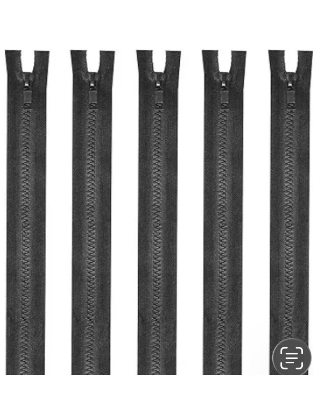 Mandala Crafts Black Plastic Separating Zipper #5 -Lot of 5 - Heavy Duty - 32 In